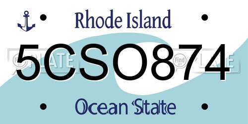 5CSO874 Rhode Island License Plate