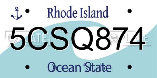 5CSQ874 Rhode Island License Plate