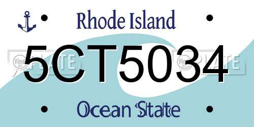 5CT5034 Rhode Island License Plate