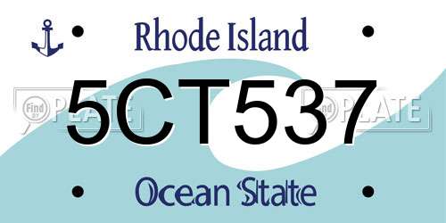 5CT537 Rhode Island License Plate