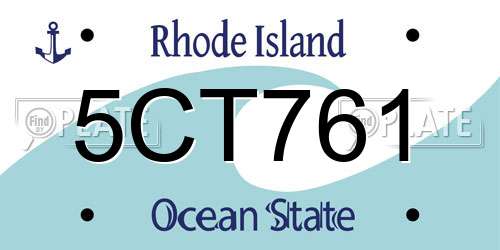5CT761 Rhode Island License Plate