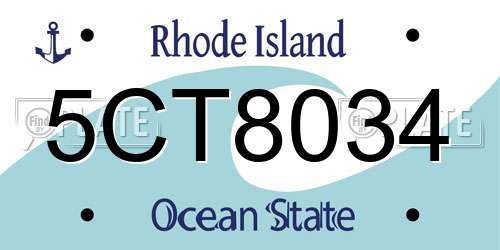 5CT8034 Rhode Island License Plate