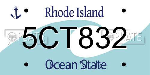 5CT832 Rhode Island License Plate
