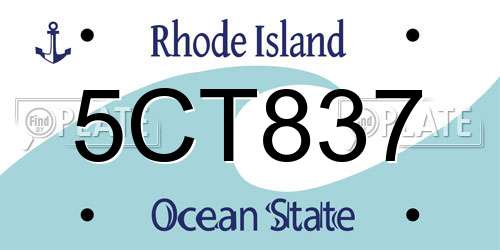 5CT837 Rhode Island License Plate