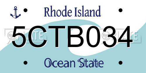 5CTB034 Rhode Island License Plate