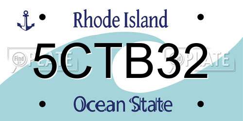 5CTB32 Rhode Island License Plate