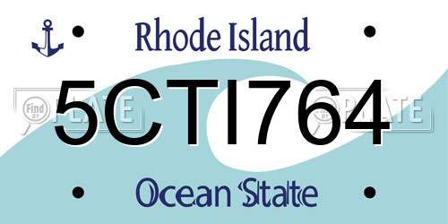5CTI764 Rhode Island License Plate