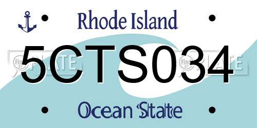 5CTS034 Rhode Island License Plate