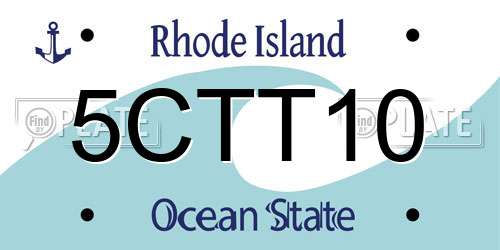 5CTT10 Rhode Island License Plate