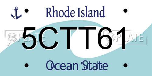 5CTT61 Rhode Island License Plate