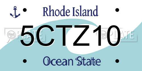 5CTZ10 Rhode Island License Plate