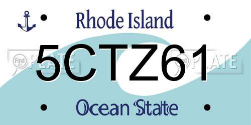 5CTZ61 Rhode Island License Plate
