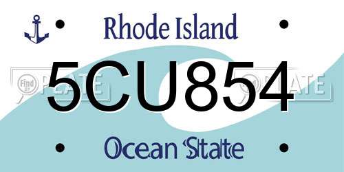 5CU854 Rhode Island License Plate