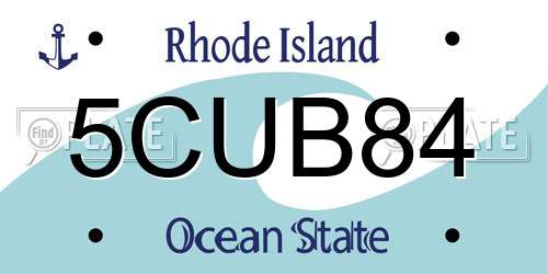 5CUB84 Rhode Island License Plate
