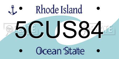 5CUS84 Rhode Island License Plate