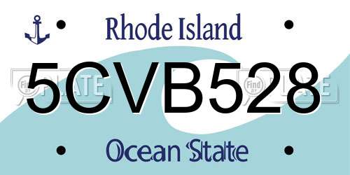 5CVB528 Rhode Island License Plate