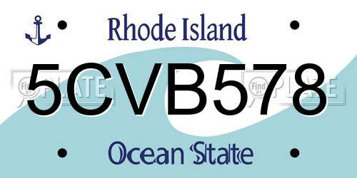 5CVB578 Rhode Island License Plate