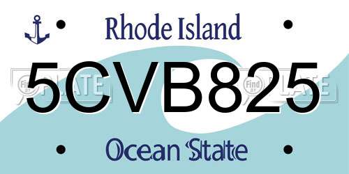 5CVB825 Rhode Island License Plate