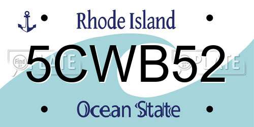 5CWB52 Rhode Island License Plate