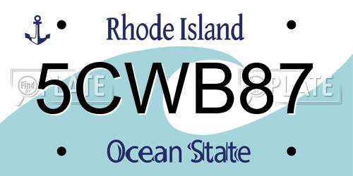 5CWB87 Rhode Island License Plate