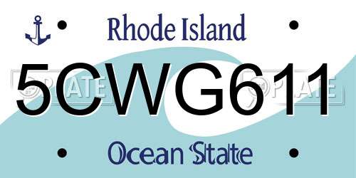 5CWG611 Rhode Island License Plate