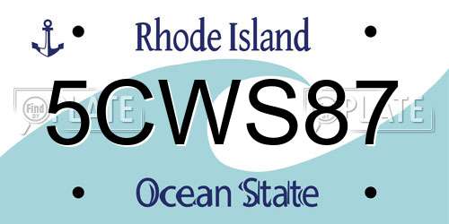 5CWS87 Rhode Island License Plate