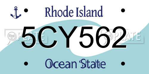 5CY562 Rhode Island License Plate