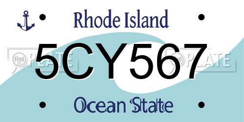 5CY567 Rhode Island License Plate