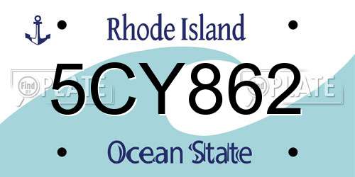 5CY862 Rhode Island License Plate