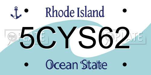 5CYS62 Rhode Island License Plate