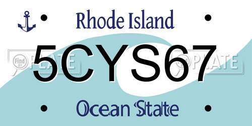 5CYS67 Rhode Island License Plate