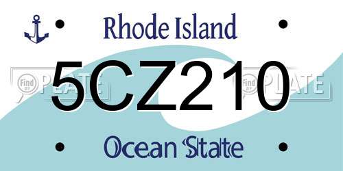 5CZ210 Rhode Island License Plate