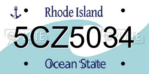 5CZ5034 Rhode Island License Plate