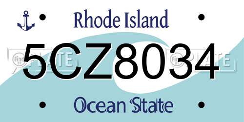5CZ8034 Rhode Island License Plate