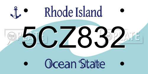 5CZ832 Rhode Island License Plate