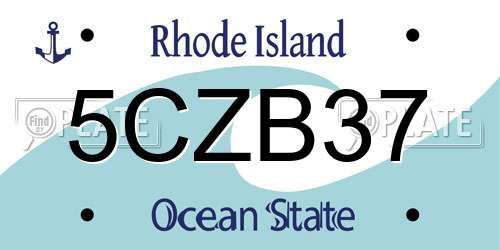 5CZB37 Rhode Island License Plate