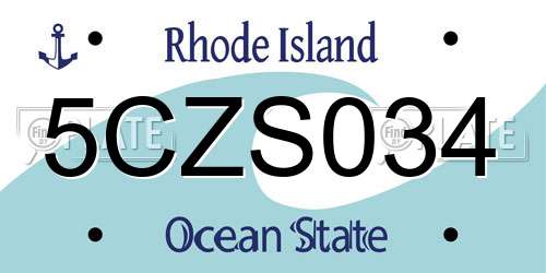 5CZS034 Rhode Island License Plate