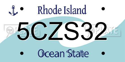 5CZS32 Rhode Island License Plate