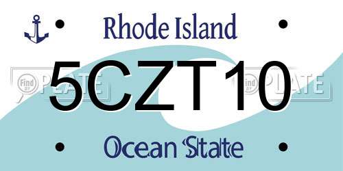 5CZT10 Rhode Island License Plate