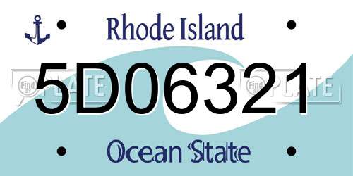 5D06321 Rhode Island License Plate