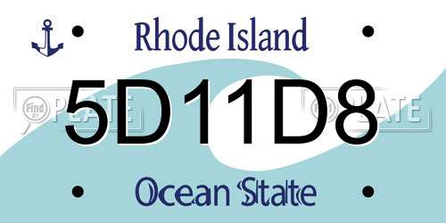 5D11D8 Rhode Island License Plate
