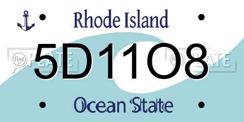 5D11O8 Rhode Island License Plate