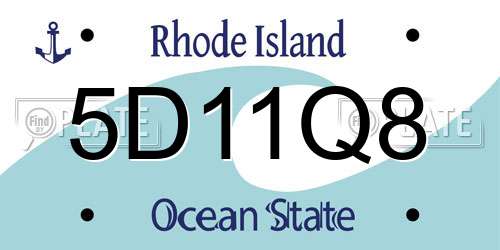 5D11Q8 Rhode Island License Plate