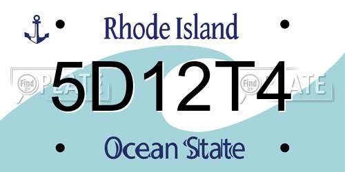 5D12T4 Rhode Island License Plate