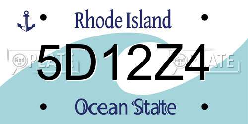 5D12Z4 Rhode Island License Plate