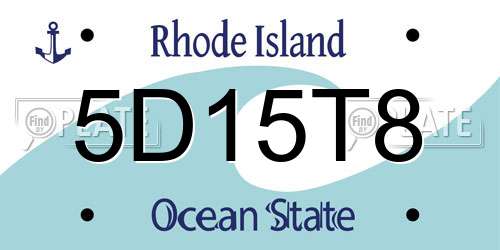 5D15T8 Rhode Island License Plate