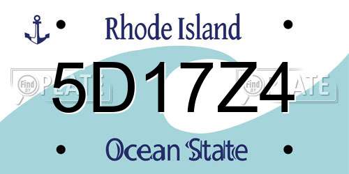 5D17Z4 Rhode Island License Plate