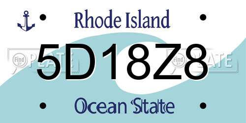 5D18Z8 Rhode Island License Plate
