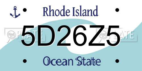 5D26Z5 Rhode Island License Plate