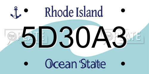 5D30A3 Rhode Island License Plate